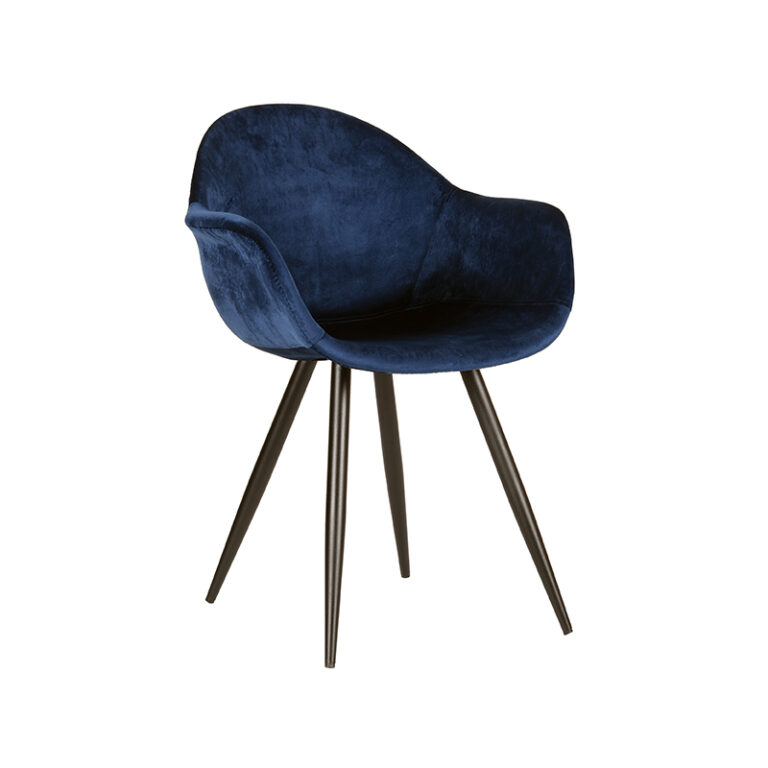 LABEL51 Eetkamerstoel Forli - Blauw - Fluweel - Black Frame