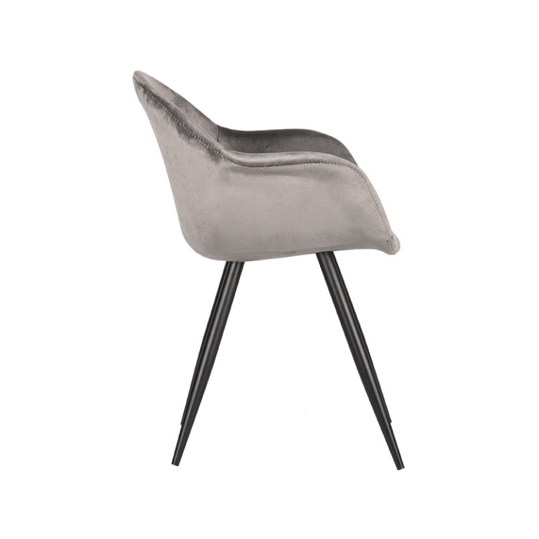 LABEL51 Eetkamerstoel Forli - Grijs - Fluweel - Black Frame
