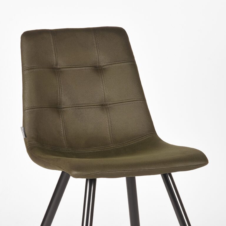 LABEL51 Eetkamerstoel Jay - Army green - Microfiber - Black Frame