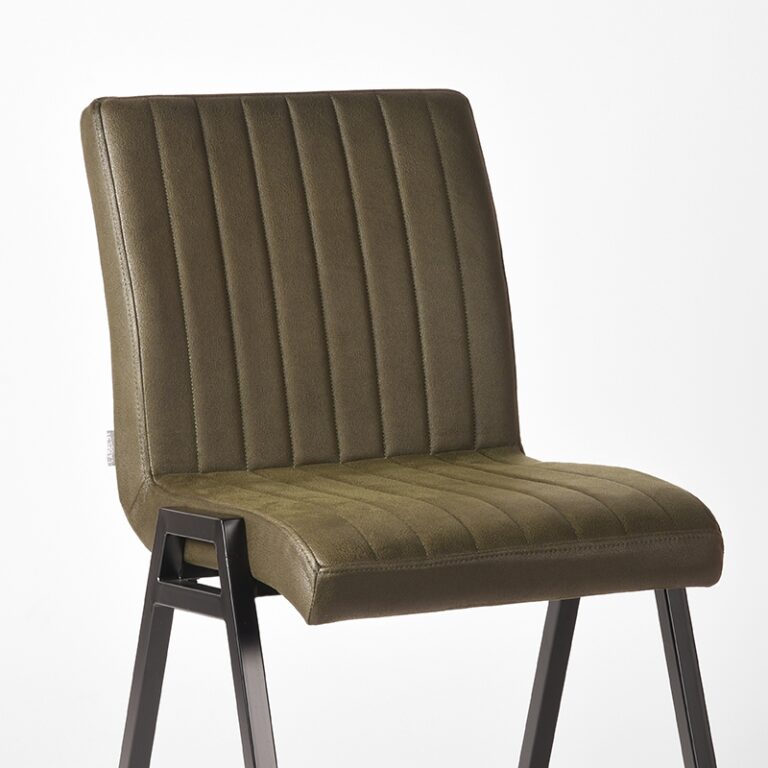 LABEL51 Eetkamerstoel Matz - Army green - Microfiber - Black Frame
