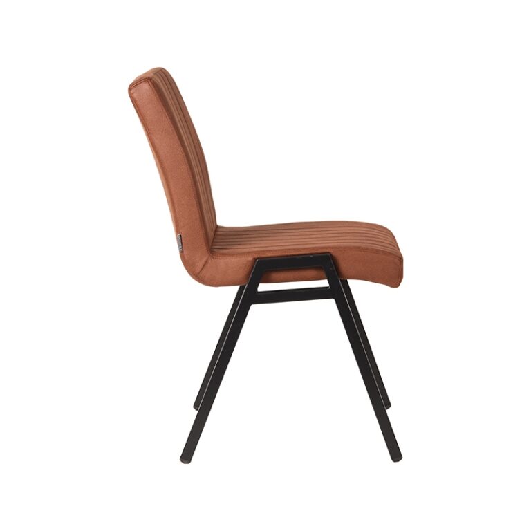 LABEL51 Eetkamerstoel Matz - Cognac - Microfiber - Black Frame
