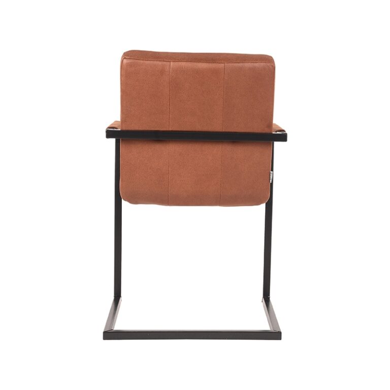 LABEL51 Yemek sandalyesi Milo - Cognac - Mikrofiber - Siyah Çerçeve