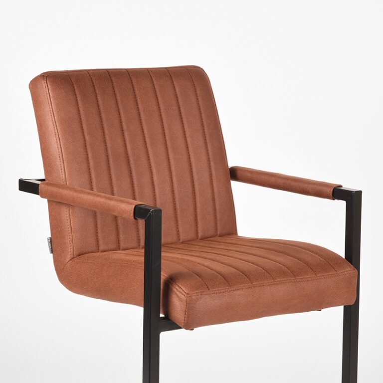 LABEL51 Yemek sandalyesi Milo - Cognac - Mikrofiber - Siyah Çerçeve
