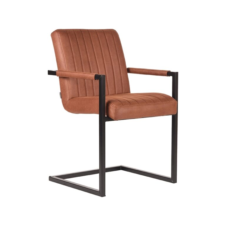 LABEL51 Yemek sandalyesi Milo - Cognac - Mikrofiber - Siyah Çerçeve