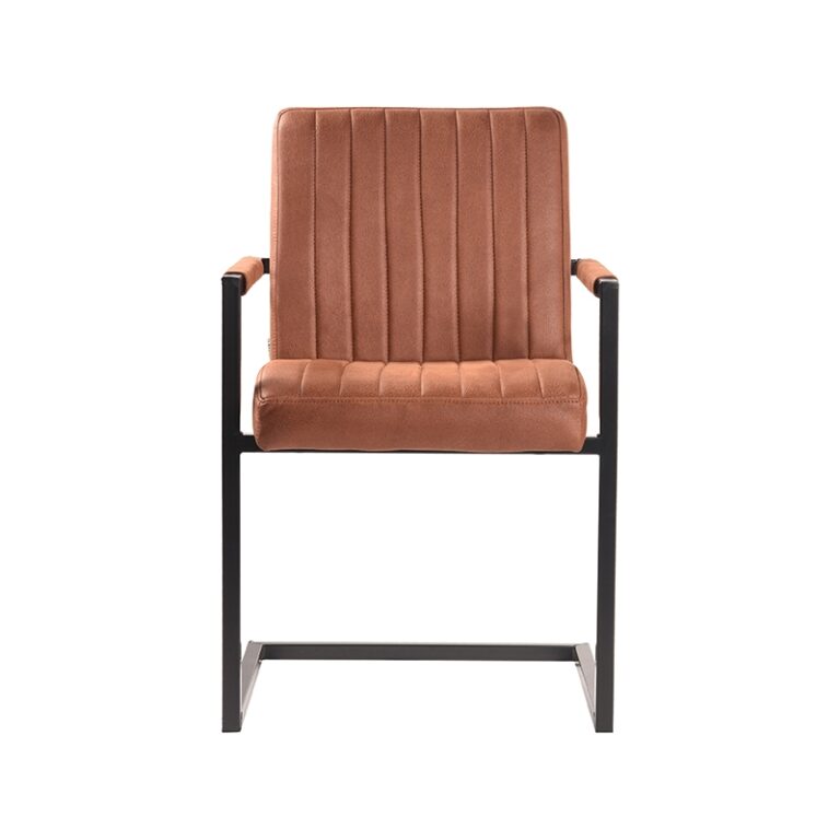 LABEL51 Yemek sandalyesi Milo - Cognac - Mikrofiber - Siyah Çerçeve