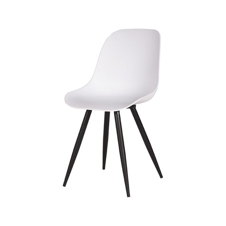 LABEL51 Eetkamerstoel Monza - Wit - Kunststof - Black Frame