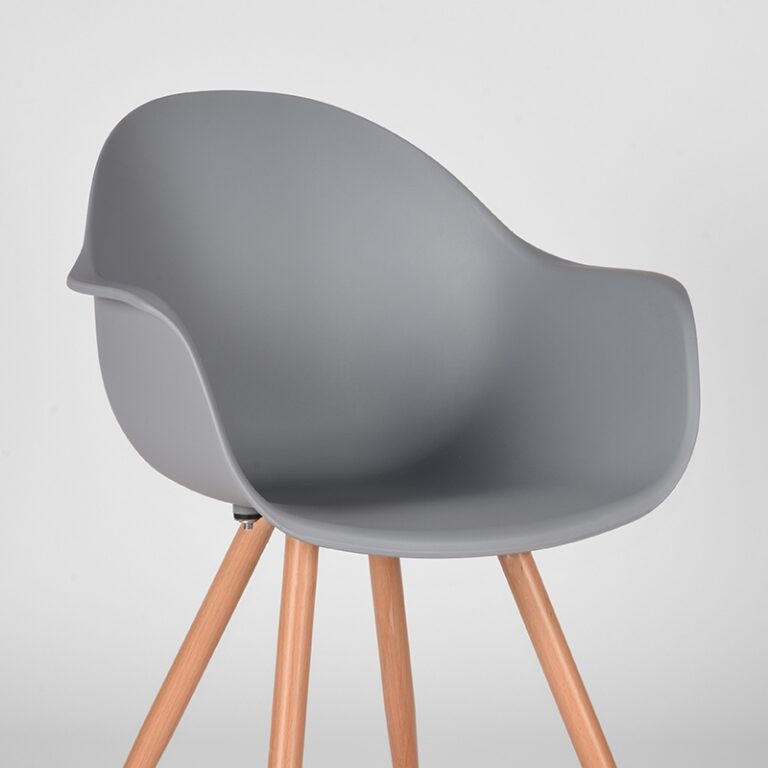 LABEL51 Eetkamerstoel Parma - Grijs - Kunststof - Oak Metal Woodcover