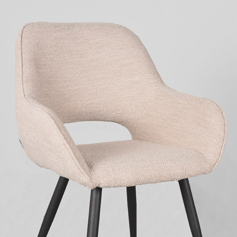 LABEL51 Eetkamerstoel Fer - Naturel - Boucle - Black Frame