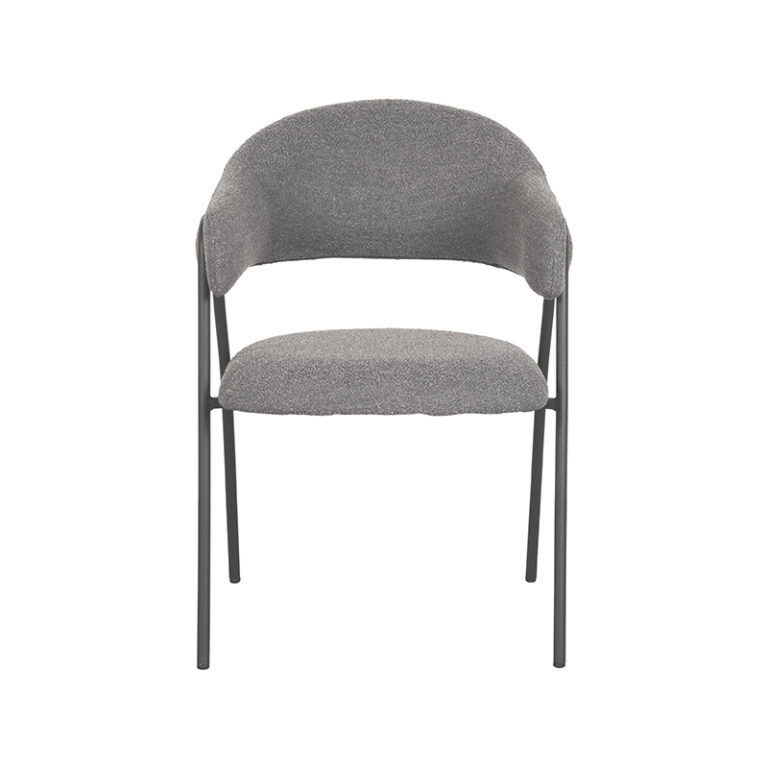 LABEL51 Dining chair Lowen - Grey - Boucle - Black Frame