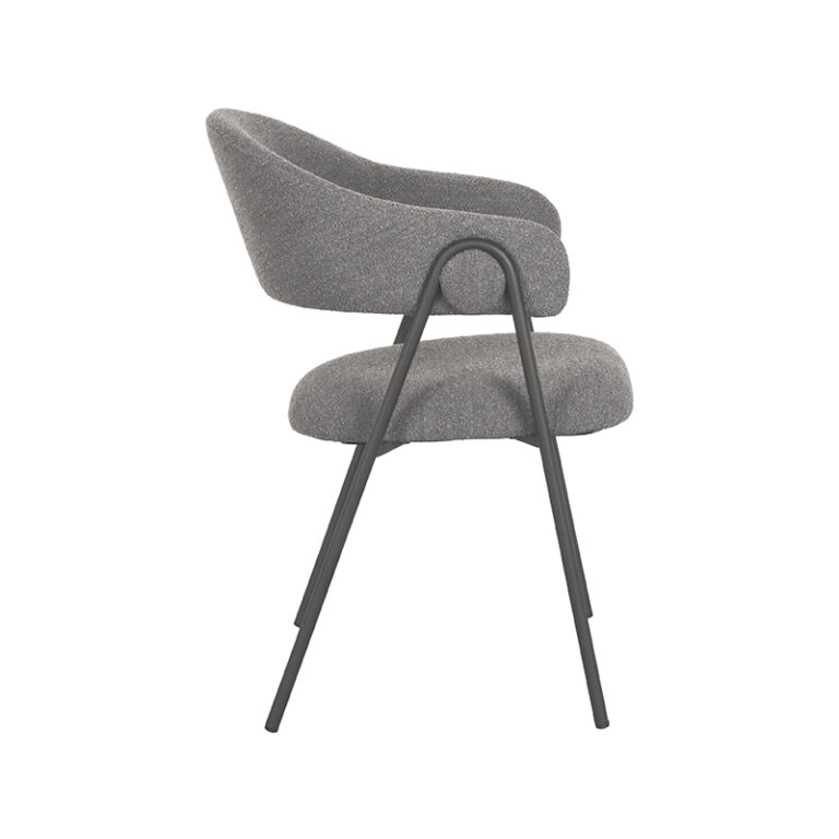 LABEL51 Dining chair Lowen - Grey - Boucle - Black Frame