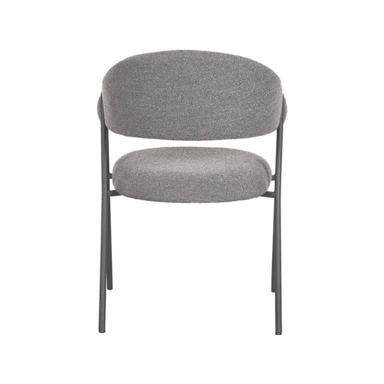 LABEL51 Dining chair Lowen - Grey - Boucle - Black Frame