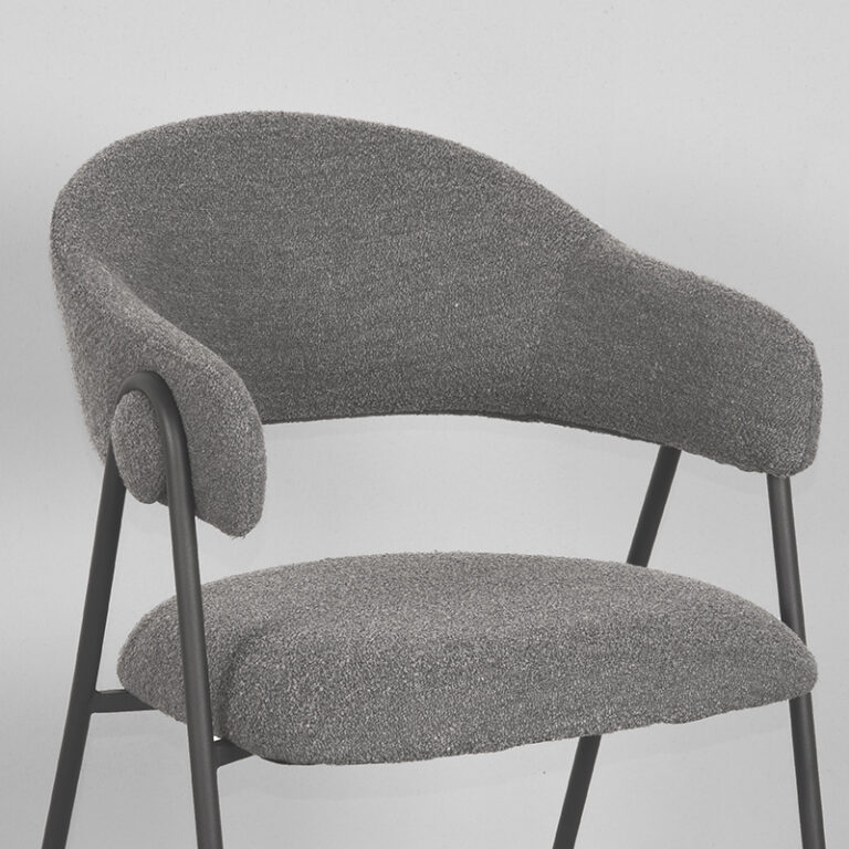 LABEL51 Dining chair Lowen - Grey - Boucle - Black Frame