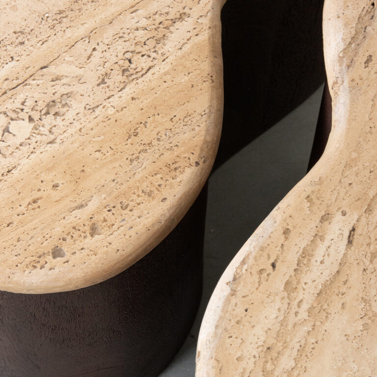 LABEL51 Salontafel I_Davi - Espresso - Travertin - 80 cm