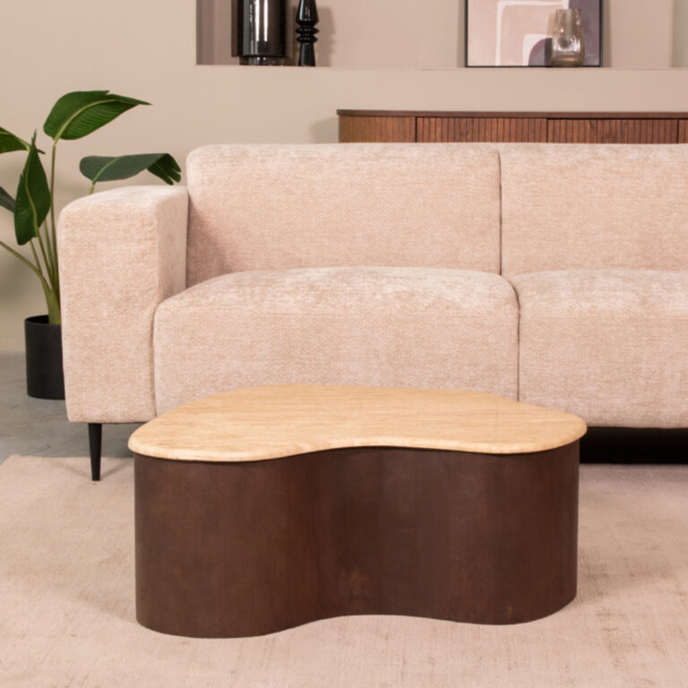 LABEL51 Salontafel I_Davi - Espresso - Travertin - 80 cm