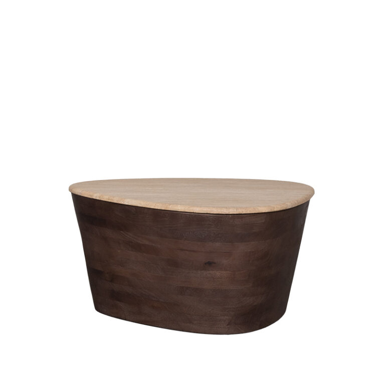 LABEL51 Salontafel I_Ravi - Espresso - Travertin - 70 cm