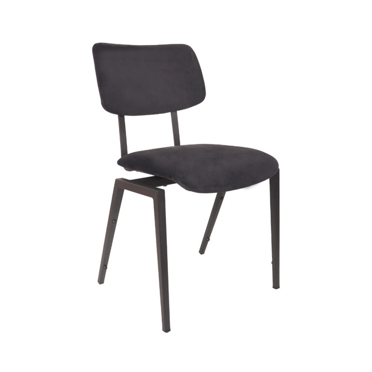 LABEL51 I_Stapelbare Schoolstoel - Taupe - Fluweel - Black Frame