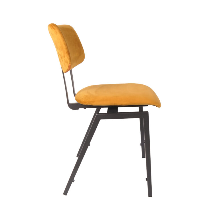 LABEL51 I_Stapelbare Schoolstoel - Oker - Fluweel - Black Frame