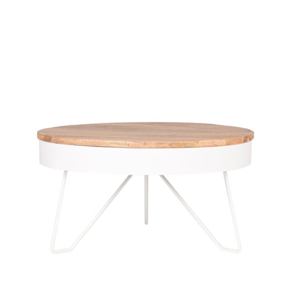 LABEL51 Salontafel Saran - Wit - Mangohout - 80 cm - Rond