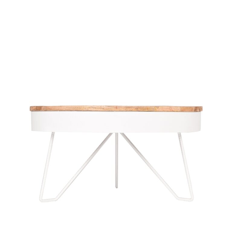 LABEL51 Salontafel Saran - Wit - Mangohout - 80 cm - Rond
