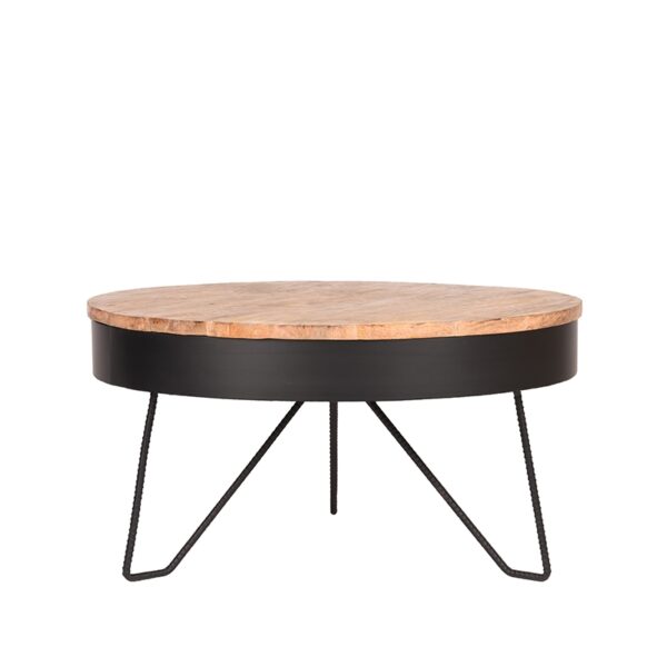 LABEL51 Salontafel Saran - Zwart - Mangohout - 80 cm - Rond
