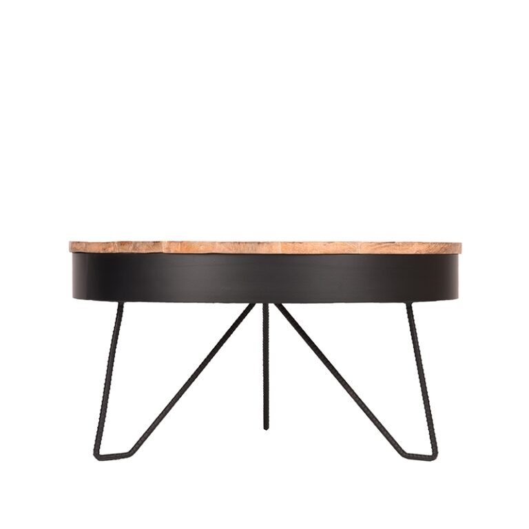 LABEL51 Salontafel Saran - Zwart - Mangohout - 80 cm - Rond