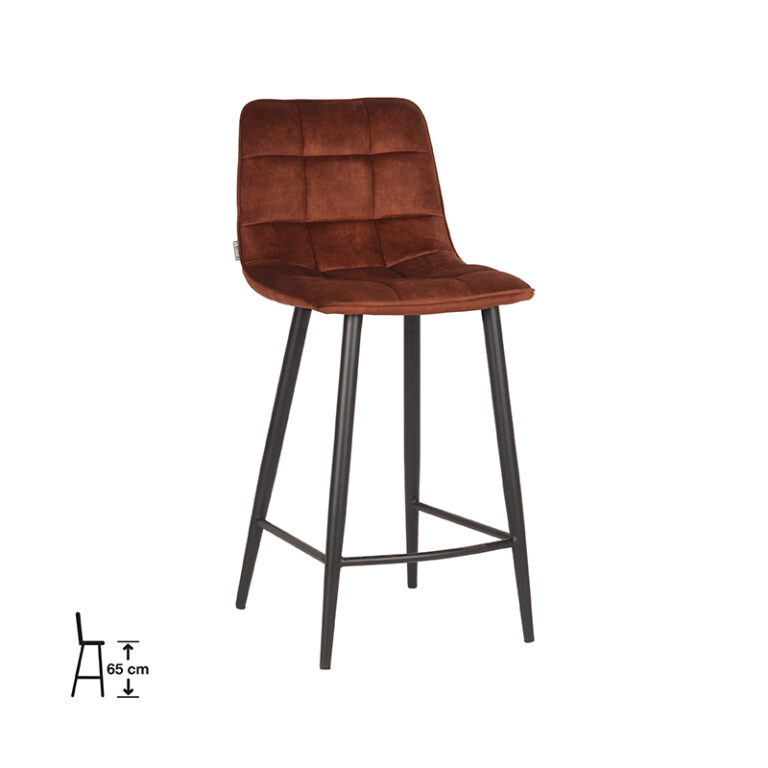 LABEL51 Barkruk Jelt - Rust - Velours - Zithoogte 66