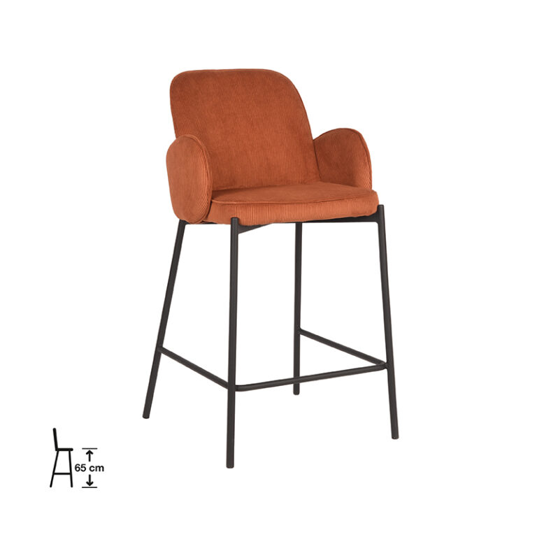 D-MAXX Tabouret de bar Jari - Rouille - Ribcord - Hauteur d'assise 65