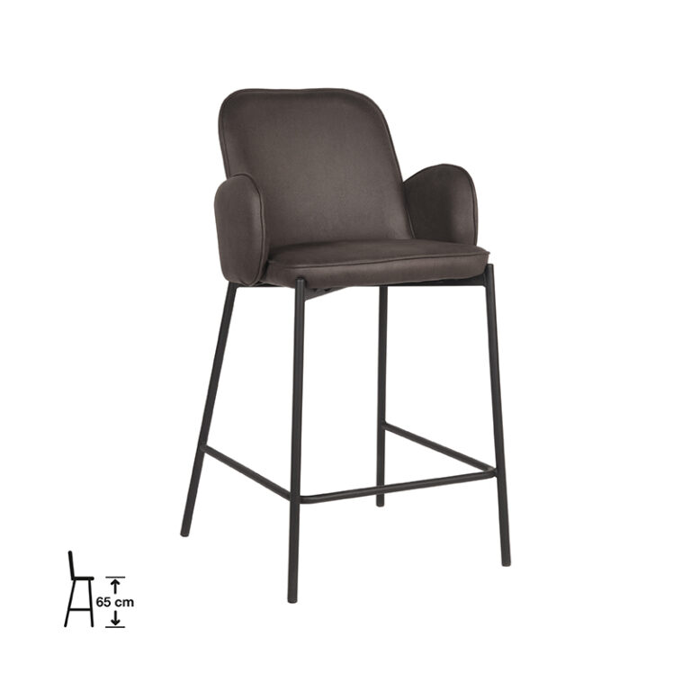 D-MAXX Barkruk Jari - Antraciet - Microfiber - Zithoogte 65