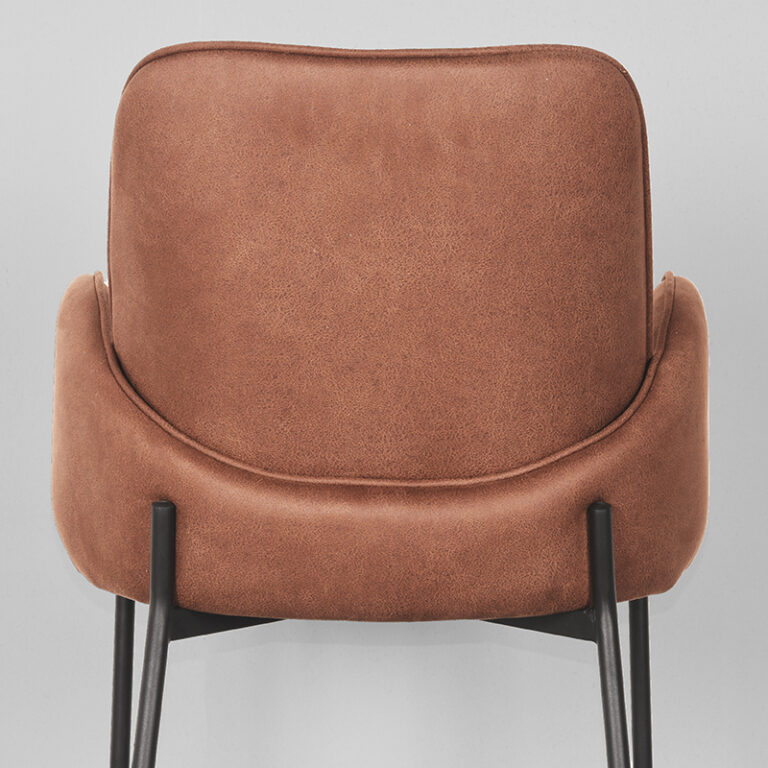 LABEL51 Eetkamerstoel Jari - Cognac - Microfiber - Black Frame