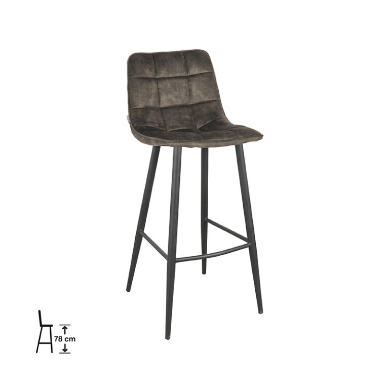 LABEL51 Tabouret de bar Jelt - Hunter - Velours - Hauteur d'assise 78