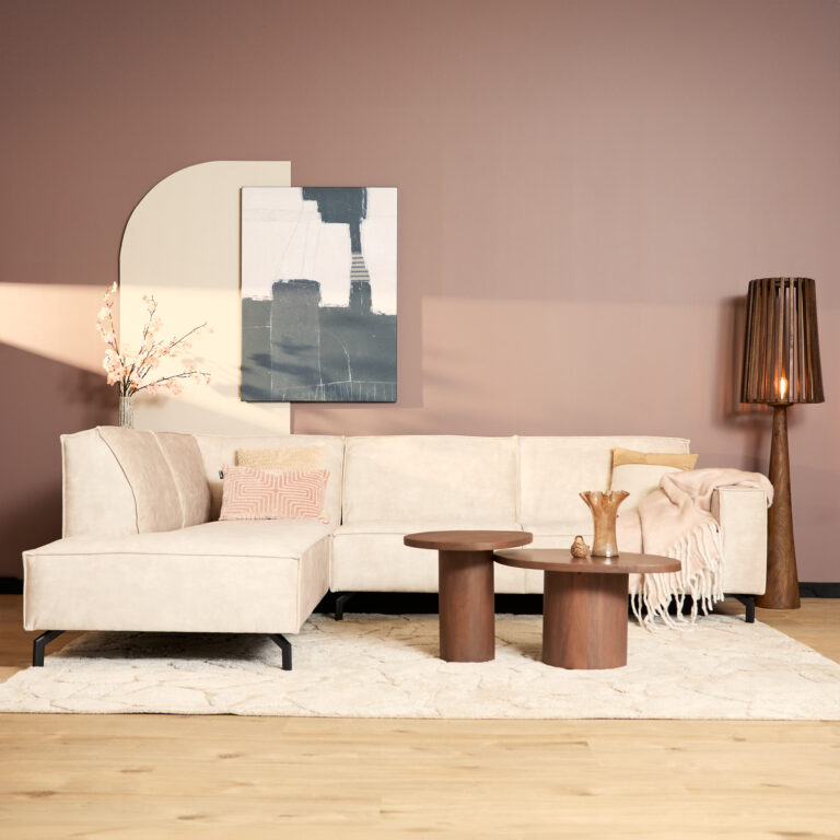 MySofa Floris Hoekbank Velvet Beige Divan Links+2,5 zits