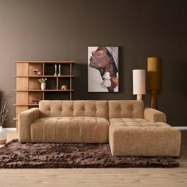 MySofa Ruby Loungebank Camel 2,5 zits AL + Lounge R