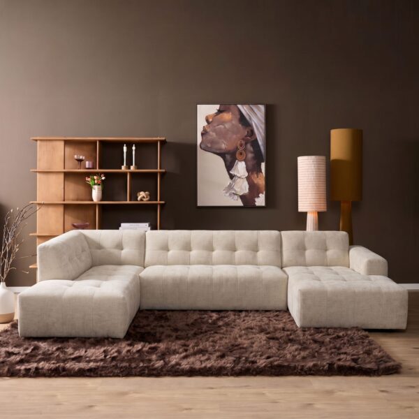 MySofa Ruby U-bank Beige Ottomane L + 2,5 + Lounge R