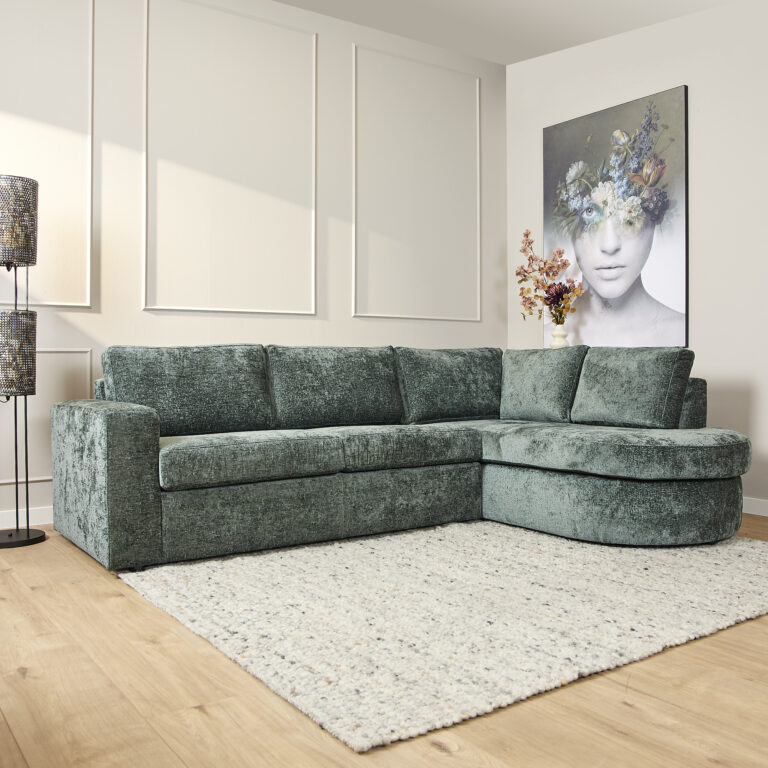MySofa Alma Hoekbank Groen 2,5 zits+Divan Rechts