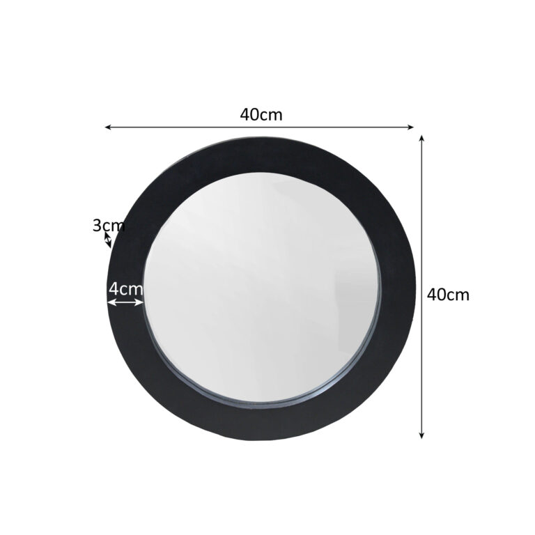 Ronde spiegel Dide Zwart Mangohout 40 cm