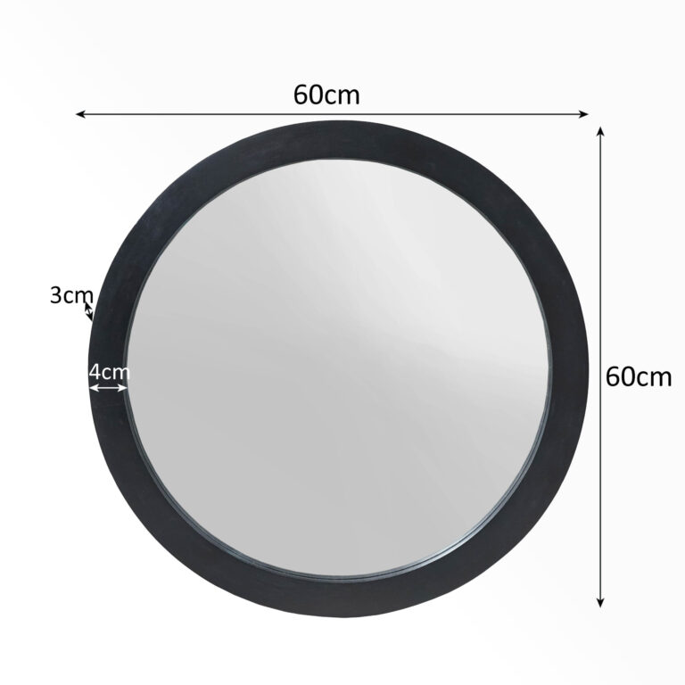 Ronde spiegel Dide Zwart Mangohout 40 cm