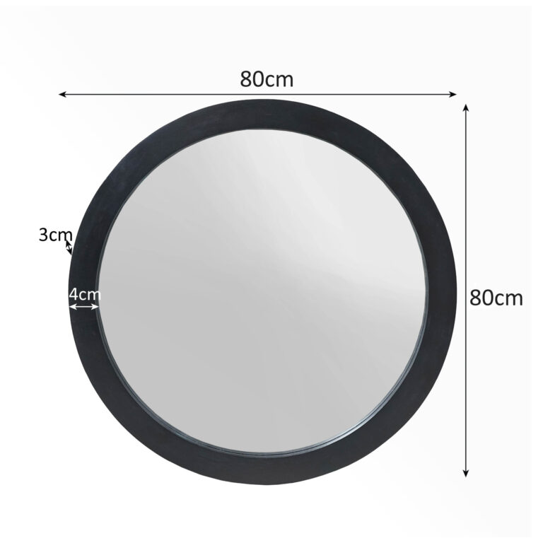 Ronde spiegel Dide Zwart Mangohout 40 cm