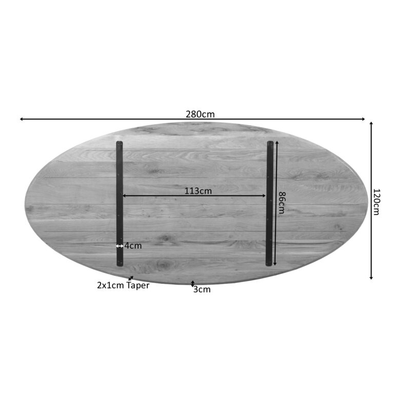 Eiken Blad Ferris Ovaal 280 cm Naturel