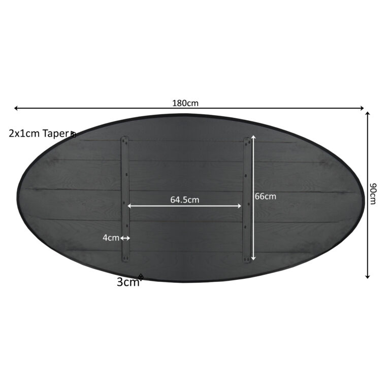 Eiken Blad Ferris Ovaal 180 cm Zwart