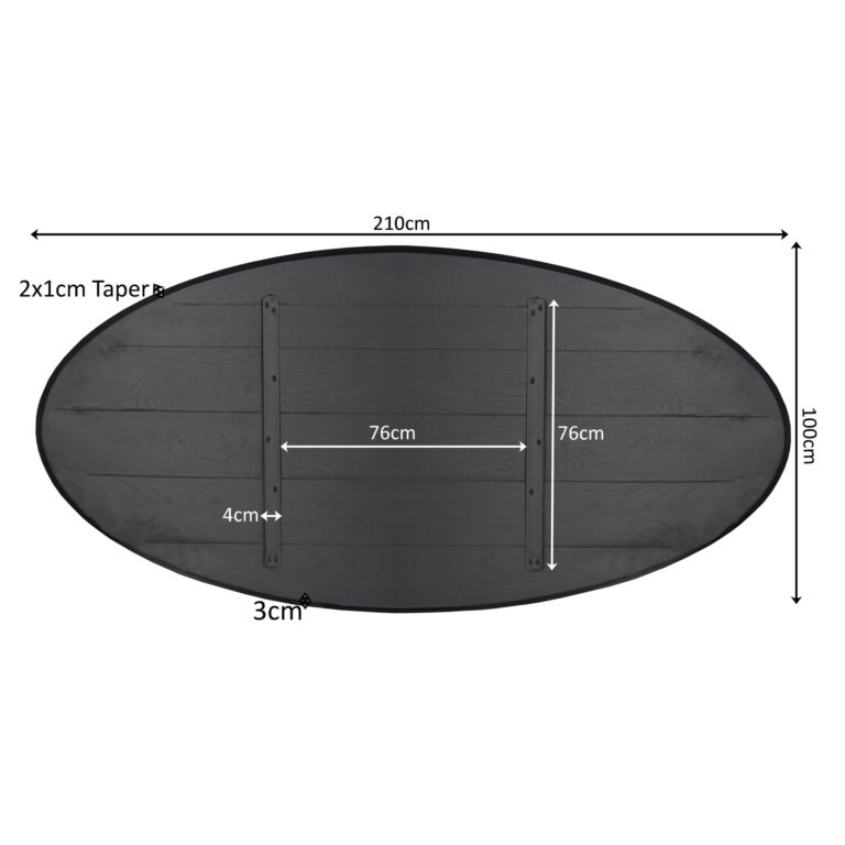 Eiken Blad Ferris Ovaal 210 cm Zwart