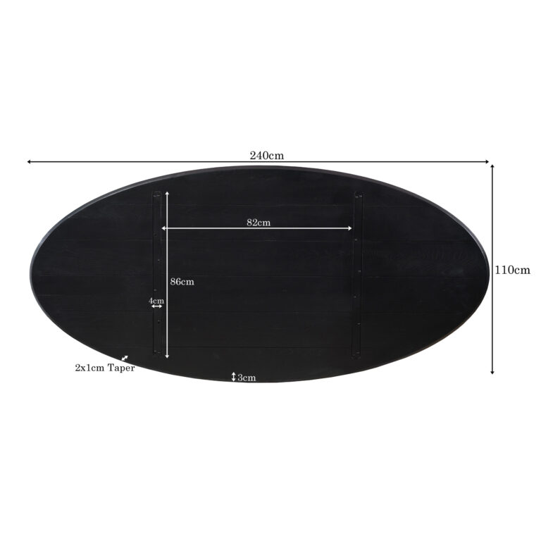 Eiken Blad Ferris Ovaal 240 cm Zwart