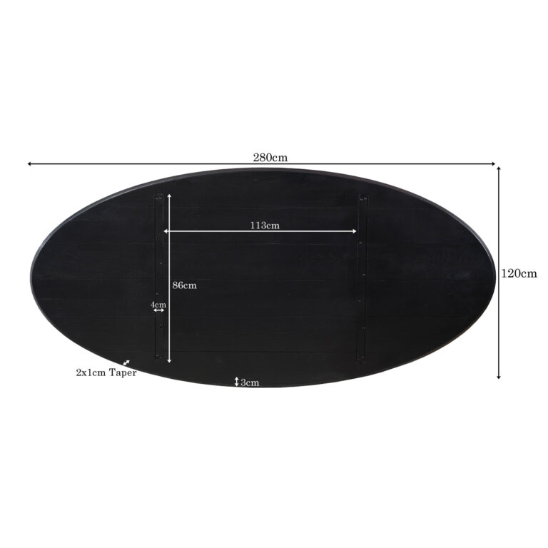Eiken Blad Ferris Ovaal 280 cm Zwart