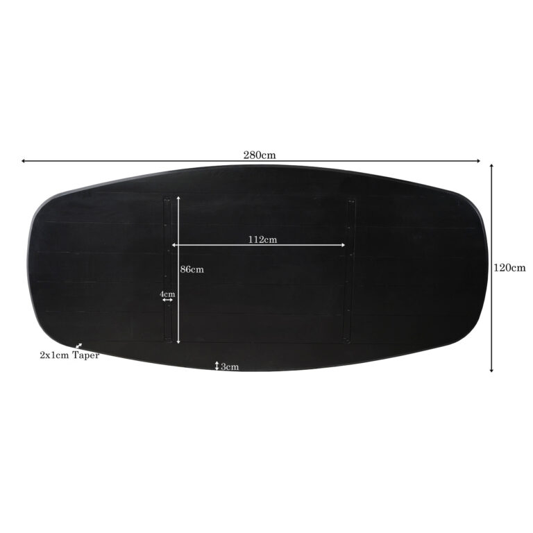 Eiken Blad Ferris Ovaal 280 cm Zwart