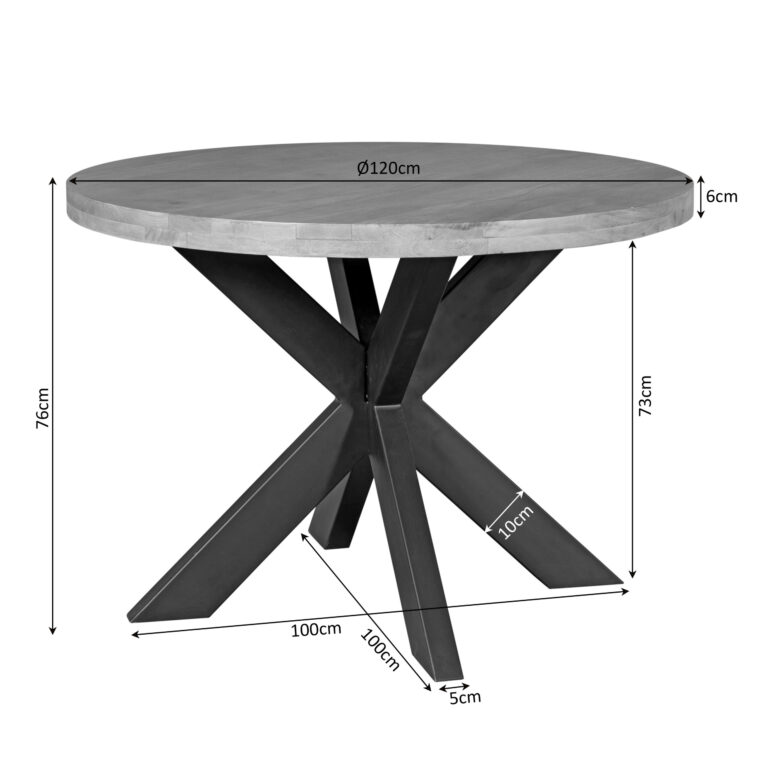 Runder Esstisch Dakota Natur Mangoholz 120 cm