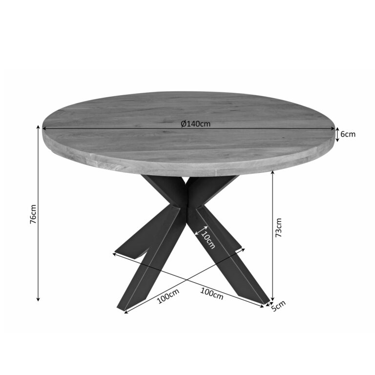 Runder Esstisch Dakota Natur Mangoholz 140 cm