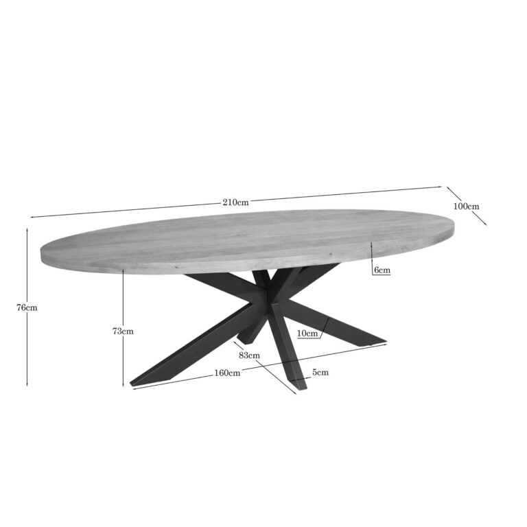Table à manger ovale Dakota Naturel Bois de manguier 210 cm