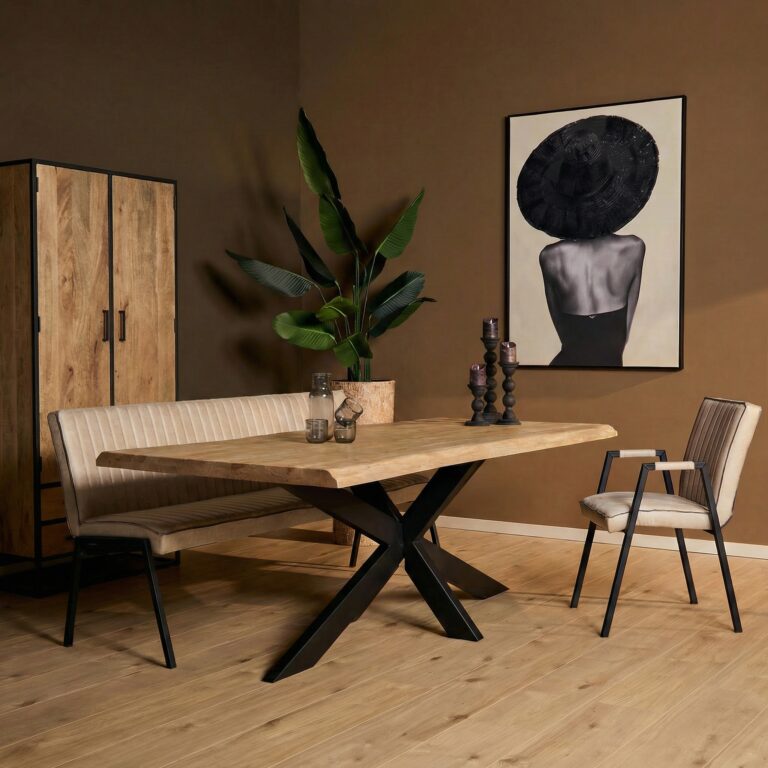 Boomstamtafel Dakota Naturel Mangohout 180 cm