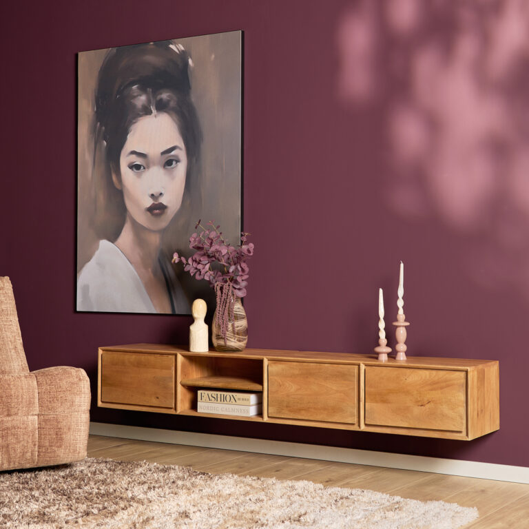 Zwevend tv meubel Ambiance Naturel Mangohout 120 cm