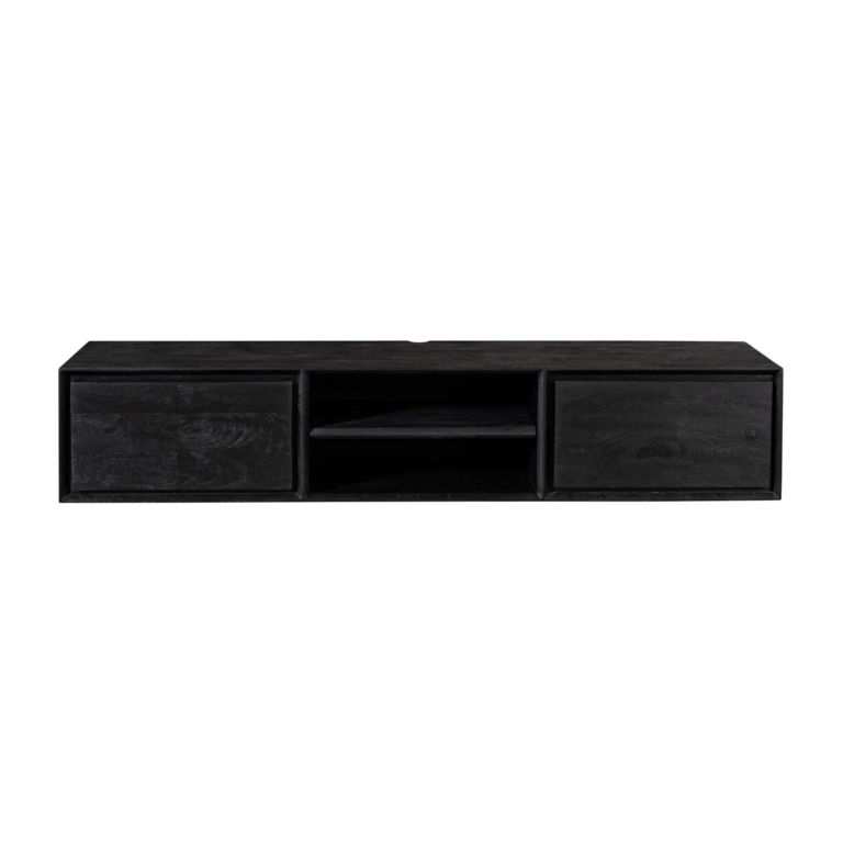 Zwevend tv meubel Ambiance Zwart Mangohout 160 cm