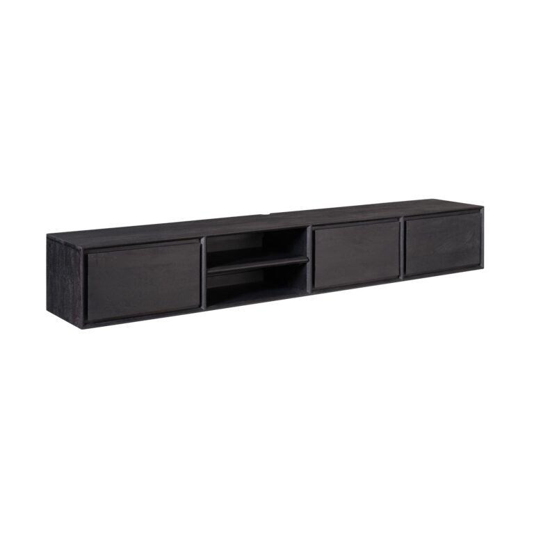 Zwevend tv meubel Ambiance Zwart Mangohout 200 cm
